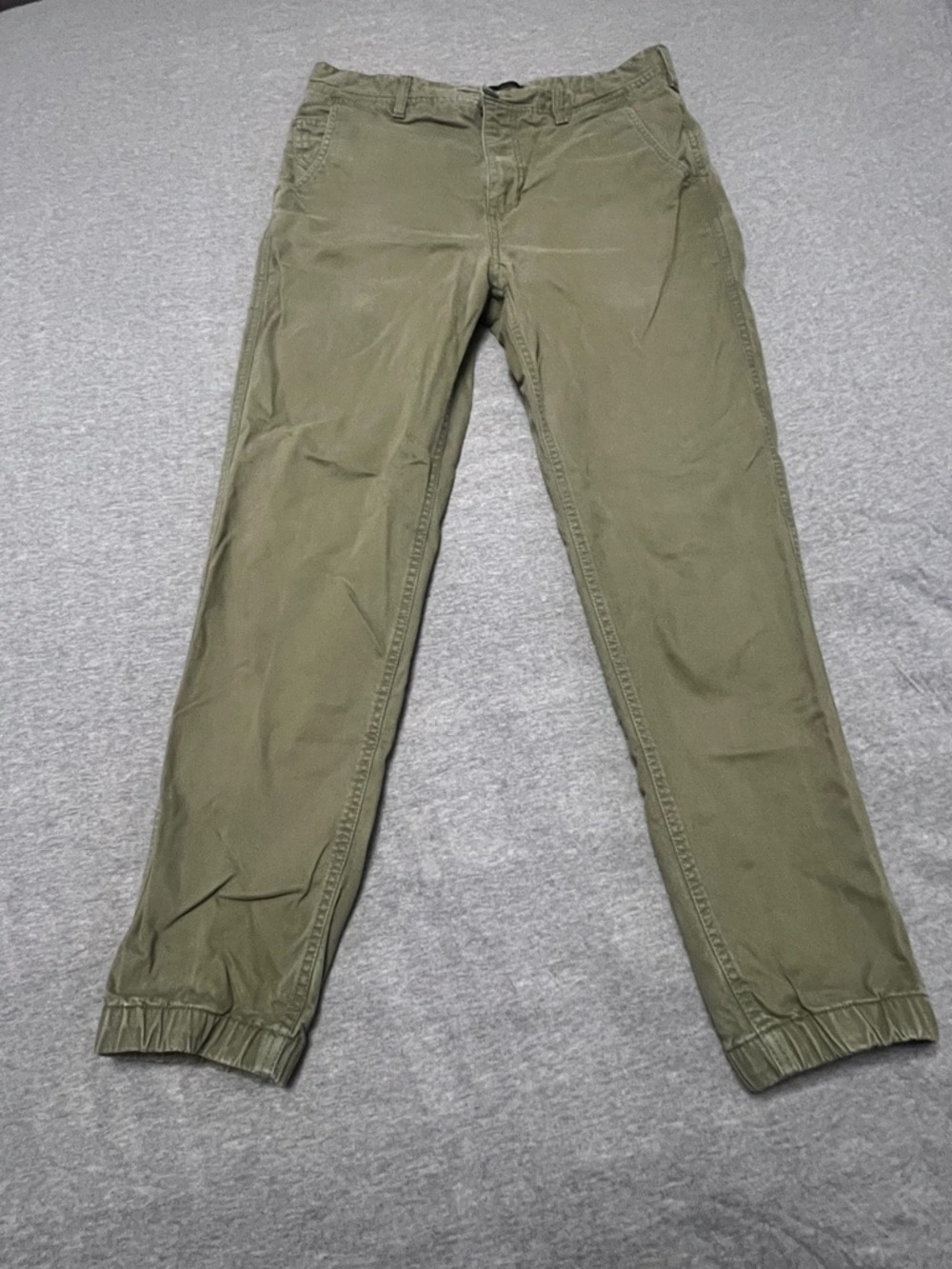 Men's Olive Green Elastic-Cuff Jogger Pants
